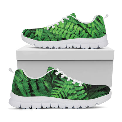 Green Fern Leaf Print White Sneakers
