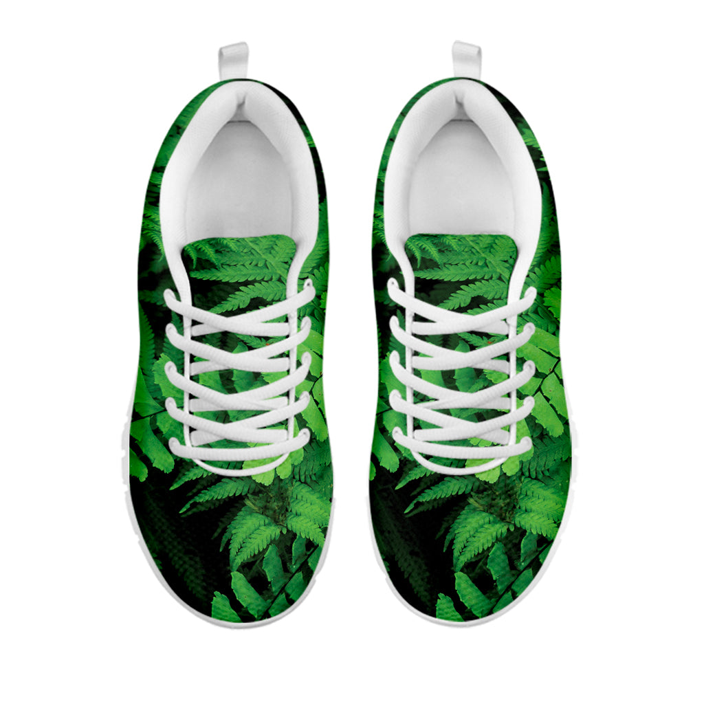 Green Fern Leaf Print White Sneakers