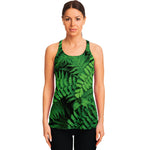 Green Fern Leaf Print Women's Racerback Tank Top