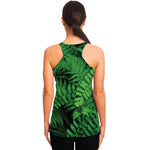 Green Fern Leaf Print Women's Racerback Tank Top