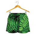 Green Fern Leaf Print Women's Shorts