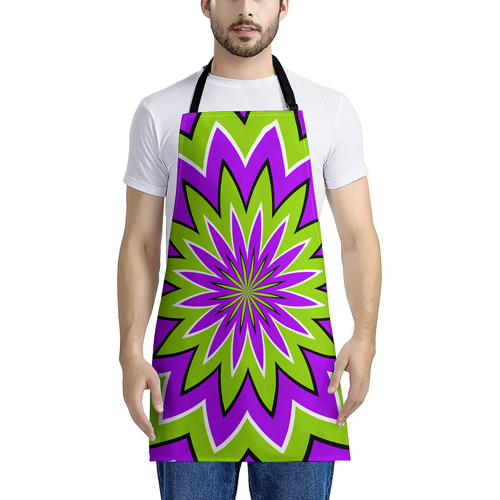 Green Flower Moving Optical Illusion Apron