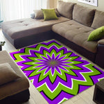 Green Flower Moving Optical Illusion Area Rug GearFrost
