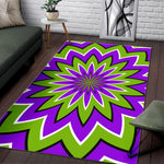 Green Flower Moving Optical Illusion Area Rug GearFrost
