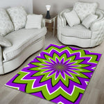 Green Flower Moving Optical Illusion Area Rug GearFrost