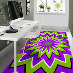 Green Flower Moving Optical Illusion Area Rug GearFrost