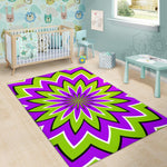 Green Flower Moving Optical Illusion Area Rug GearFrost