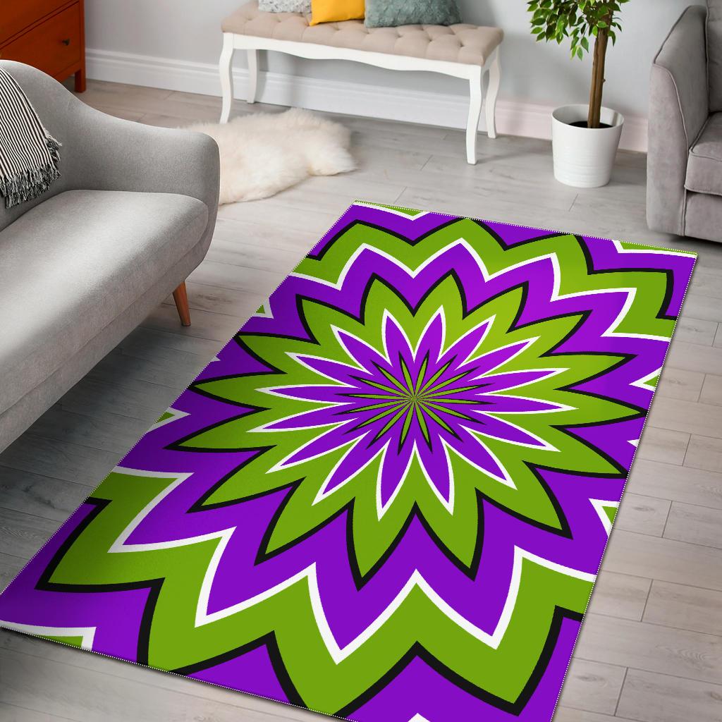 Green Flower Moving Optical Illusion Area Rug GearFrost