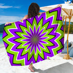 Green Flower Moving Optical Illusion Beach Sarong Wrap