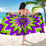 Green Flower Moving Optical Illusion Beach Sarong Wrap