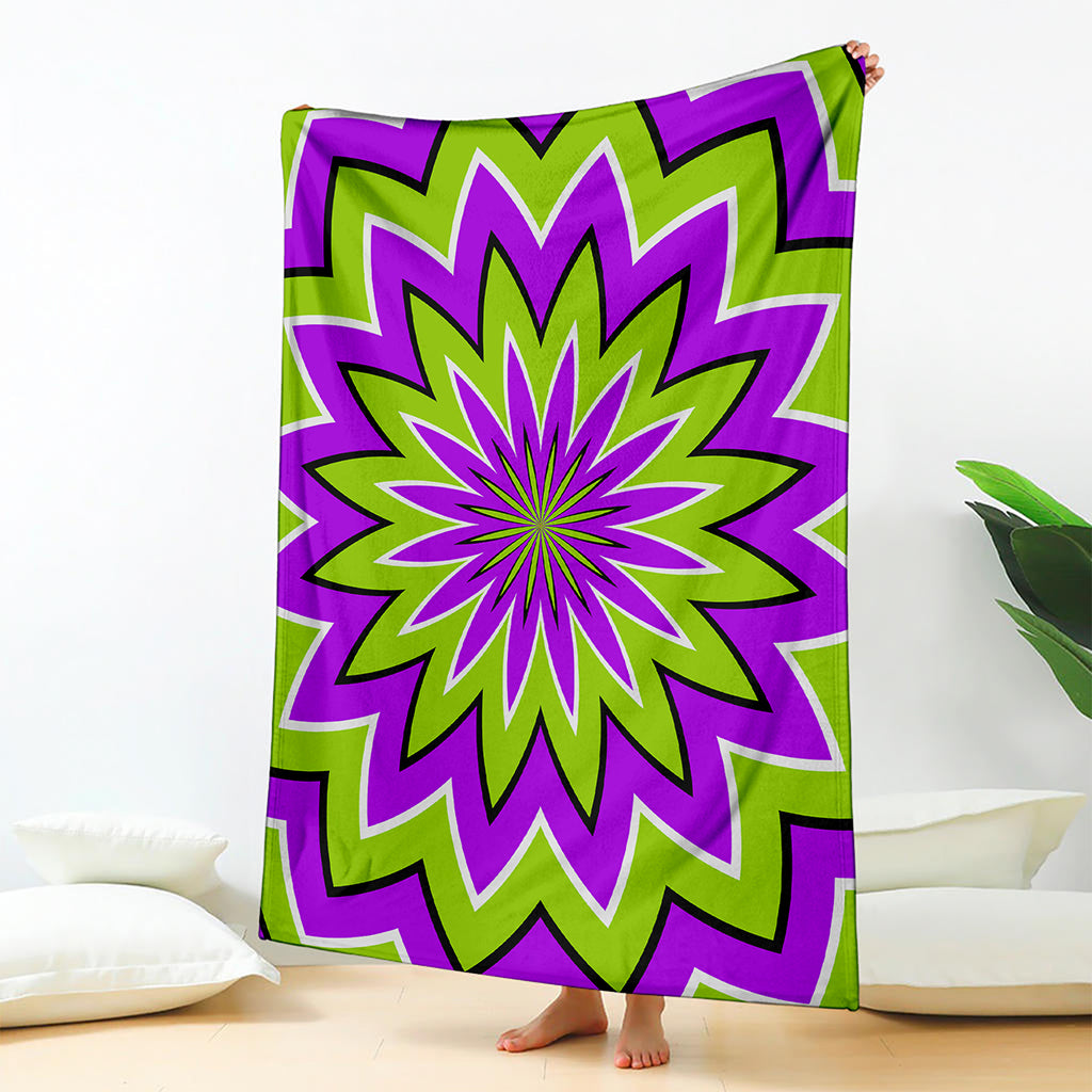 Green Flower Moving Optical Illusion Blanket