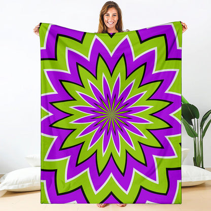Green Flower Moving Optical Illusion Blanket