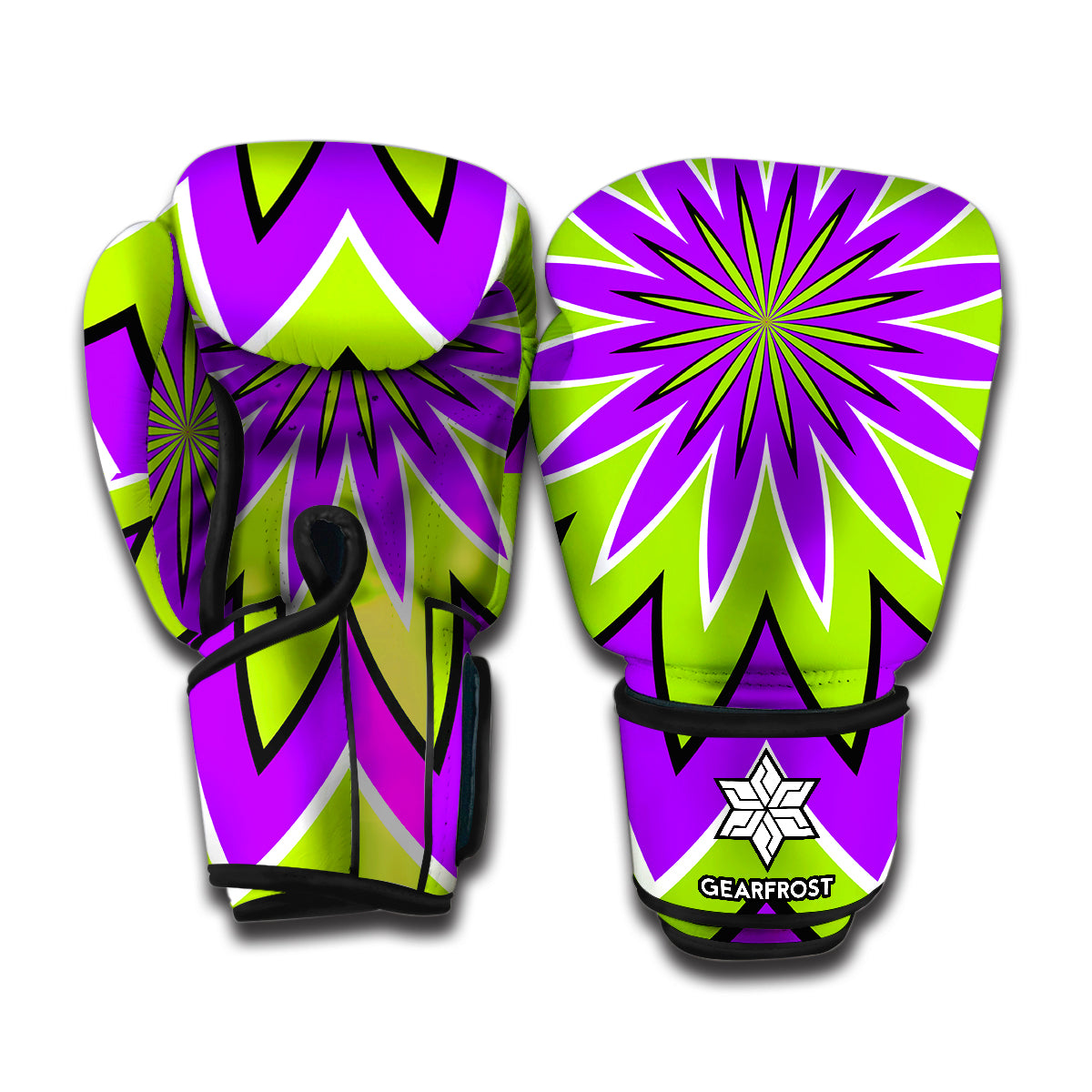 Green Flower Moving Optical Illusion Boxing Gloves
