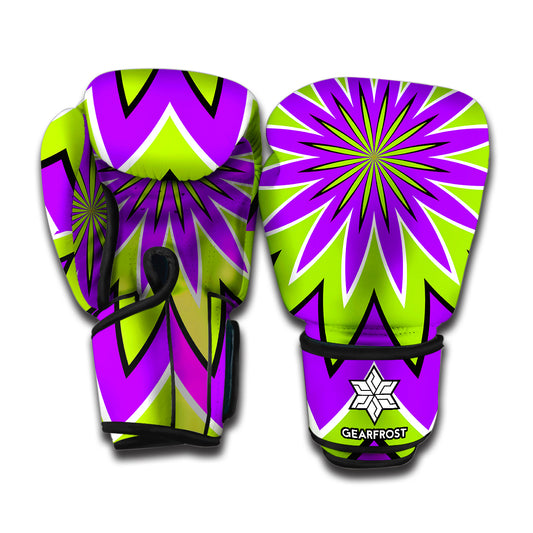 Green Flower Moving Optical Illusion Boxing Gloves