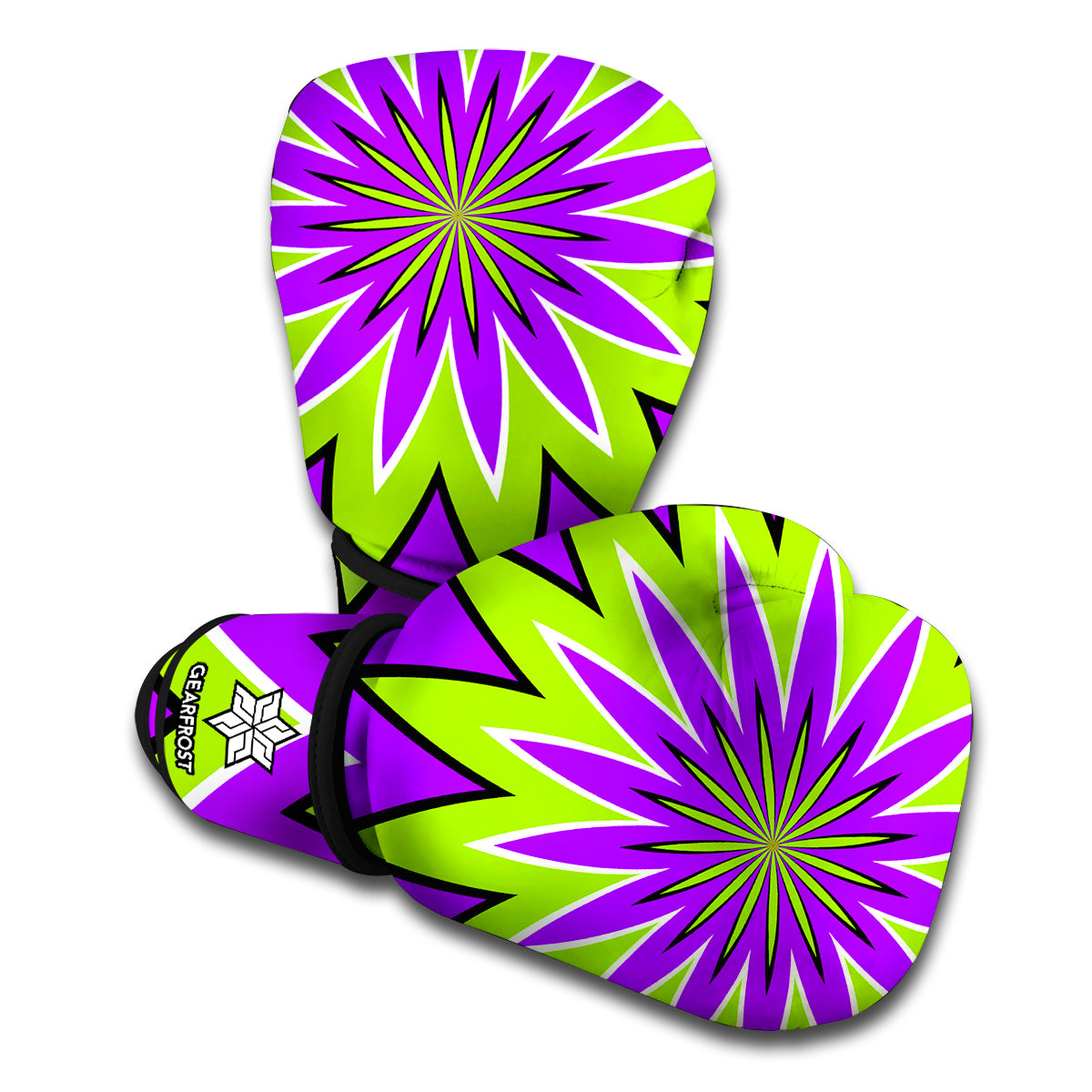 Green Flower Moving Optical Illusion Boxing Gloves