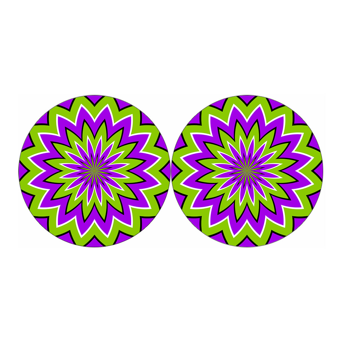 Green Flower Moving Optical Illusion Car Coasters