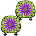 Green Flower Moving Optical Illusion Car Headrest Covers
