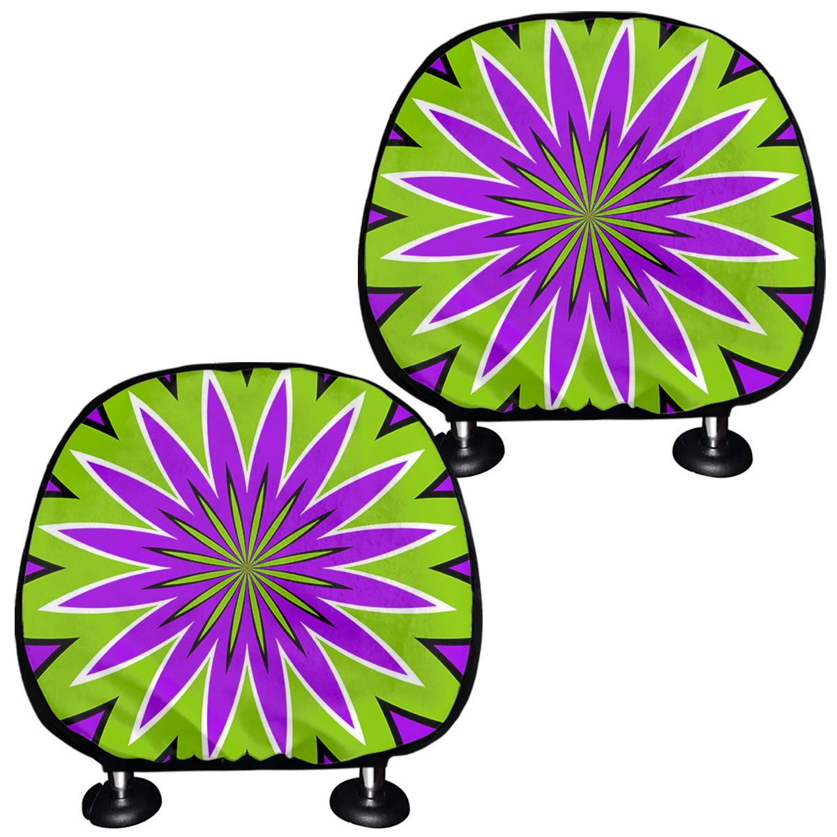 Green Flower Moving Optical Illusion Car Headrest Covers