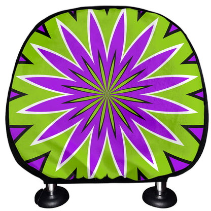 Green Flower Moving Optical Illusion Car Headrest Covers
