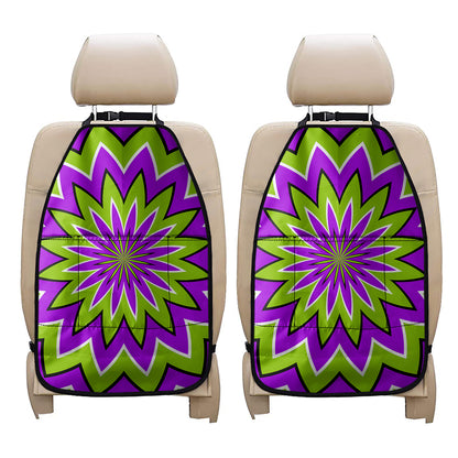 Green Flower Moving Optical Illusion Car Seat Organizers