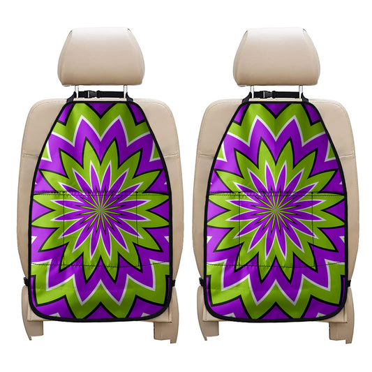Green Flower Moving Optical Illusion Car Seat Organizers