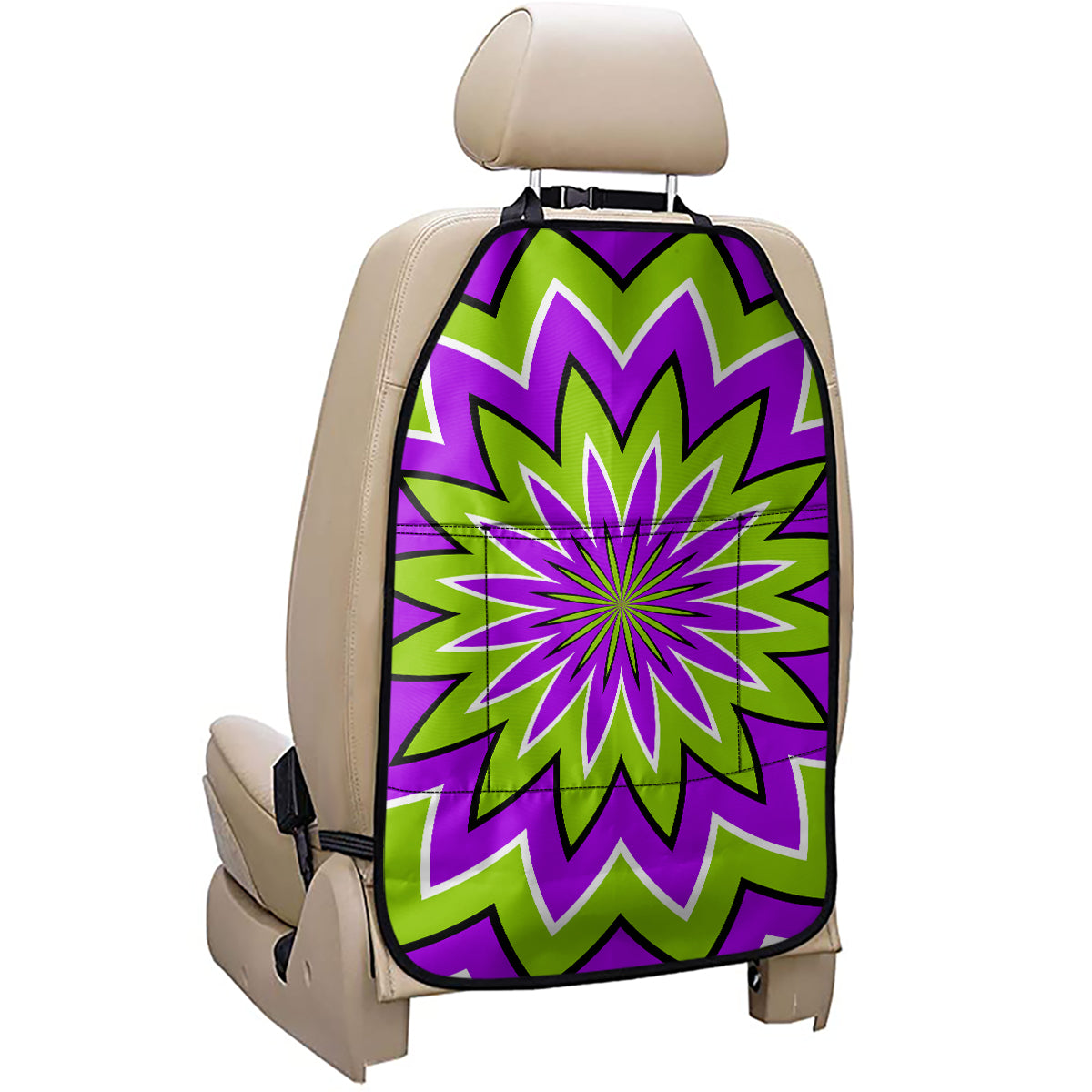 Green Flower Moving Optical Illusion Car Seat Organizers