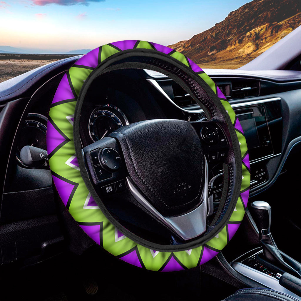 Green Flower Moving Optical Illusion Car Steering Wheel Cover