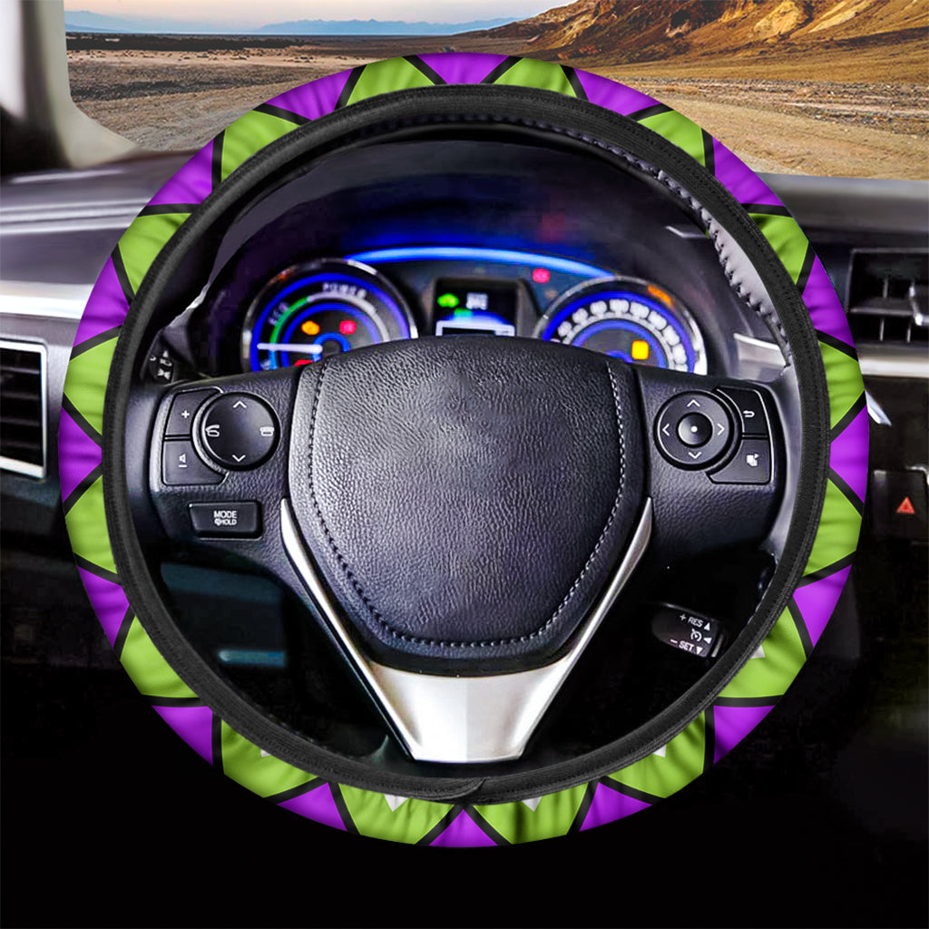 Green Flower Moving Optical Illusion Car Steering Wheel Cover