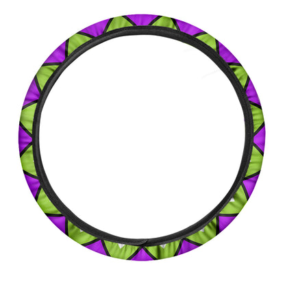 Green Flower Moving Optical Illusion Car Steering Wheel Cover