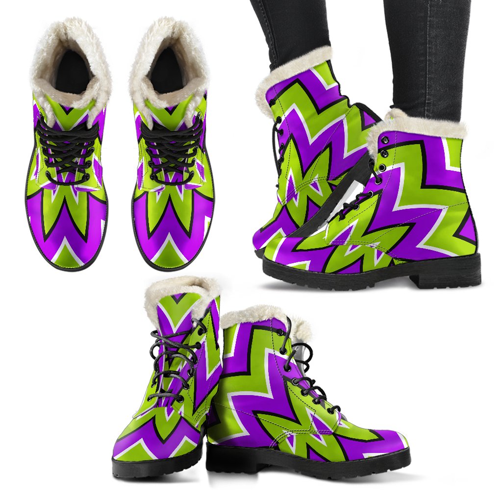 Green Flower Moving Optical Illusion Comfy Boots GearFrost