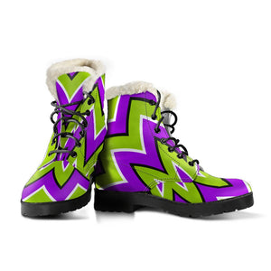 Green Flower Moving Optical Illusion Comfy Boots GearFrost