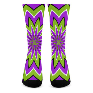 Green Flower Moving Optical Illusion Crew Socks