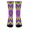 Green Flower Moving Optical Illusion Crew Socks