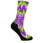 Green Flower Moving Optical Illusion Crew Socks