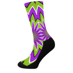 Green Flower Moving Optical Illusion Crew Socks