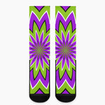 Green Flower Moving Optical Illusion Crew Socks