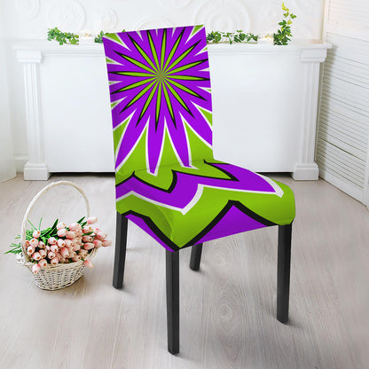 Green Flower Moving Optical Illusion Dining Chair Slipcover
