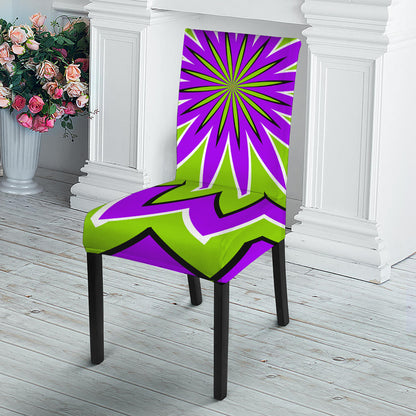 Green Flower Moving Optical Illusion Dining Chair Slipcover
