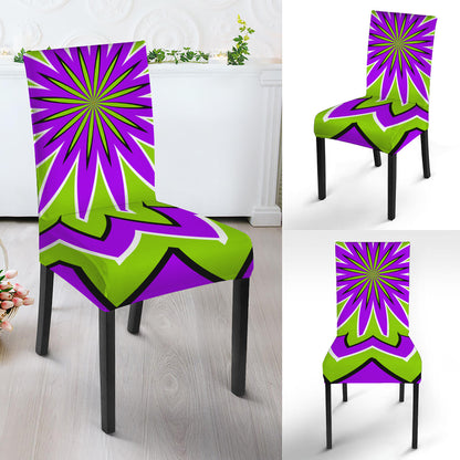 Green Flower Moving Optical Illusion Dining Chair Slipcover