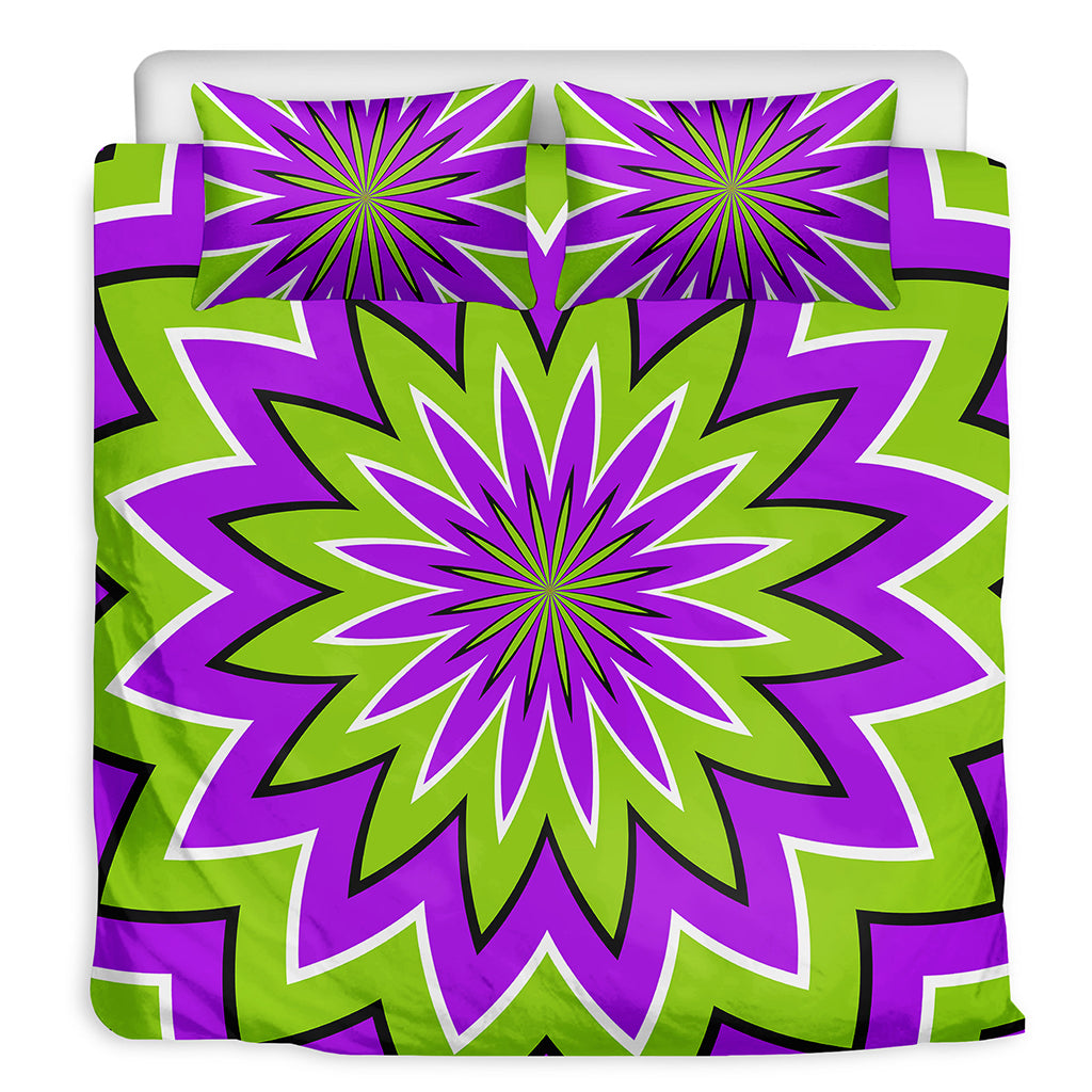Green Flower Moving Optical Illusion Duvet Cover Bedding Set