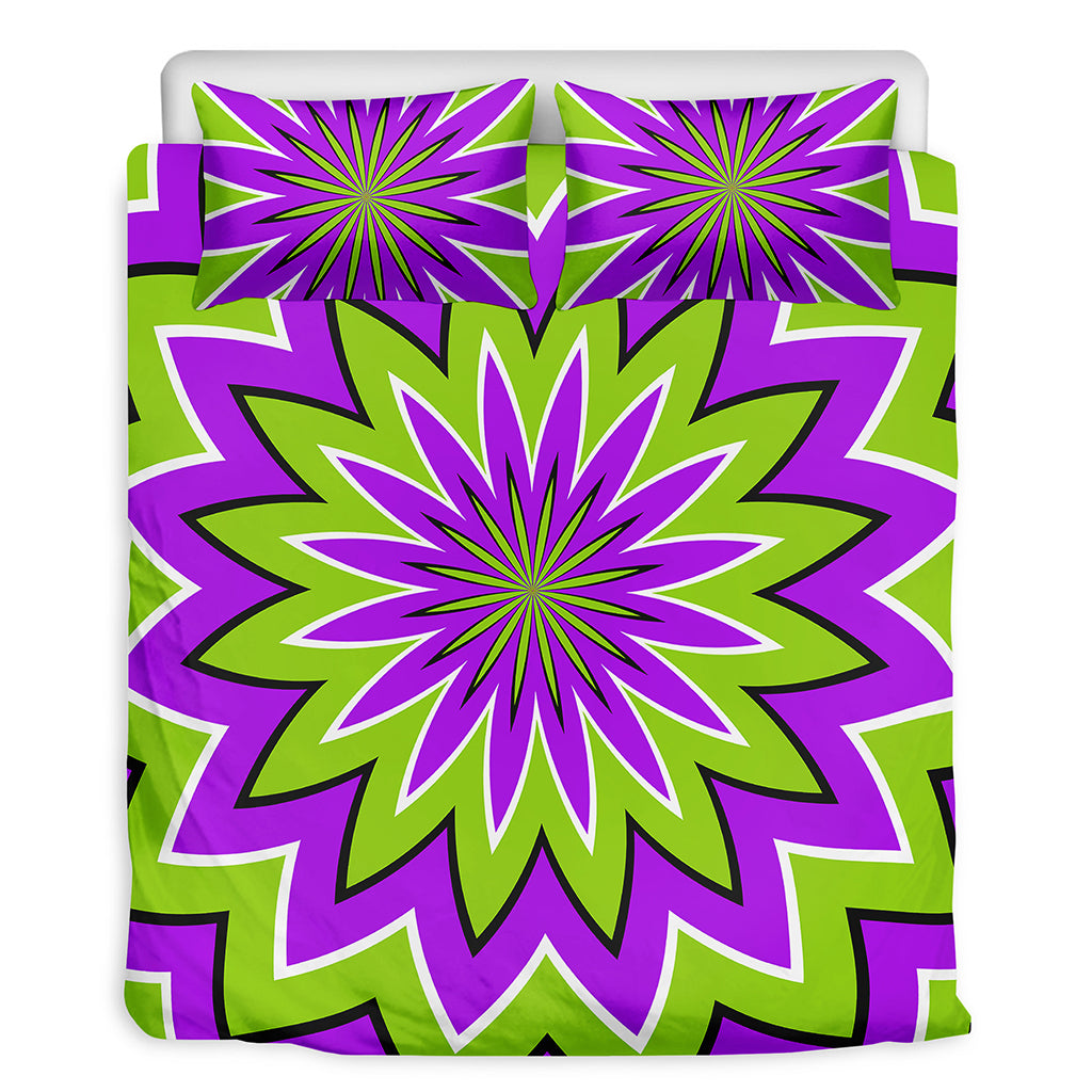 Green Flower Moving Optical Illusion Duvet Cover Bedding Set