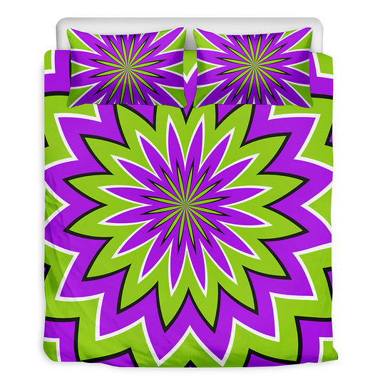 Green Flower Moving Optical Illusion Duvet Cover Bedding Set