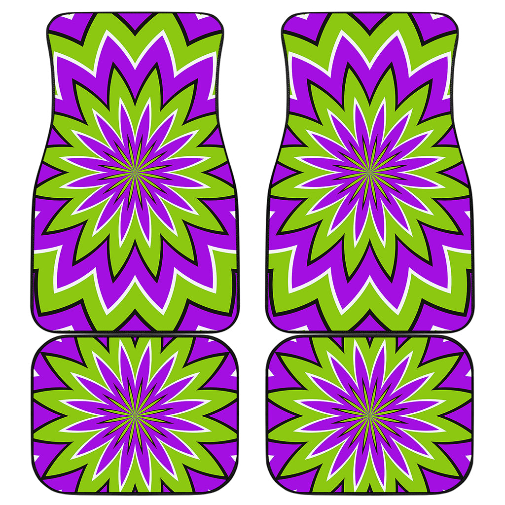 Green Flower Moving Optical Illusion Front and Back Car Floor Mats