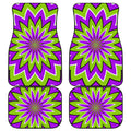 Green Flower Moving Optical Illusion Front and Back Car Floor Mats
