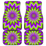 Green Flower Moving Optical Illusion Front and Back Car Floor Mats