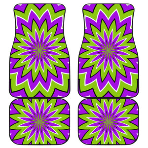 Green Flower Moving Optical Illusion Front and Back Car Floor Mats