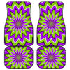 Green Flower Moving Optical Illusion Front and Back Car Floor Mats