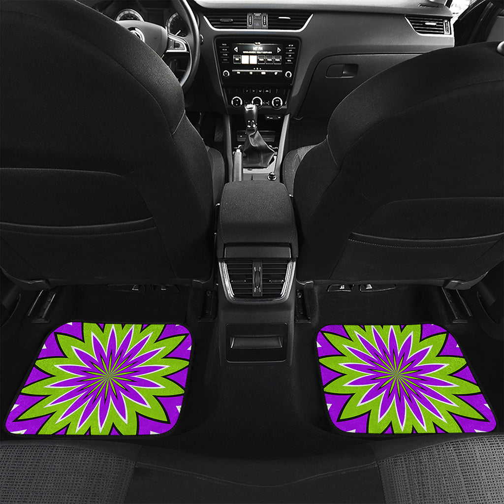 Green Flower Moving Optical Illusion Front and Back Car Floor Mats