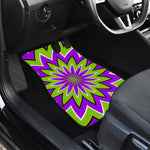 Green Flower Moving Optical Illusion Front and Back Car Floor Mats