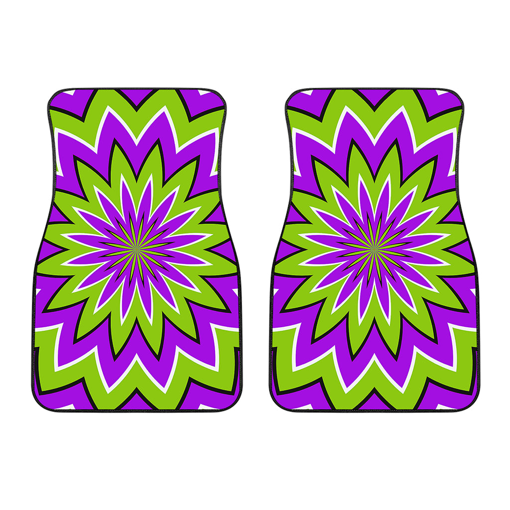 Green Flower Moving Optical Illusion Front Car Floor Mats